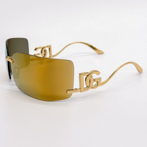 NEW DG2319 02/5A DOLCE&GABBANA GOLD SHIELD SUNGLASSES DG2319 - Picture 7 of 9